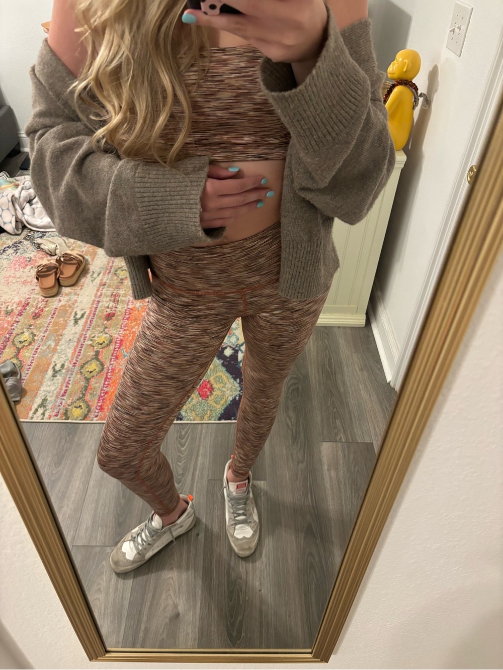 Old Navy Marled Rust Multi-Color High-Waist Leggings and Bra